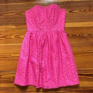 Hot Pink Strapless Lilly Pulitzer Mini Dress